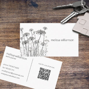 Minimalist Queen Anne's Lace QR Code  Business Card