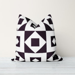 Minimalist Quilt Black & White Throw Pillow