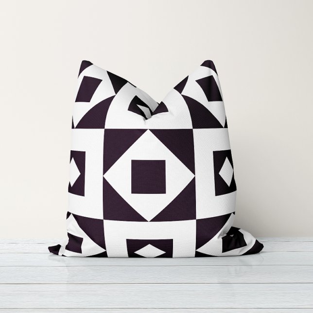 Minimalist Quilt Black & White Throw Pillow (Creator Uploaded)
