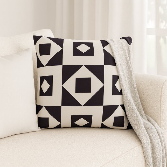 Minimalist Quilt Black & White Throw Pillow (Creator Uploaded)