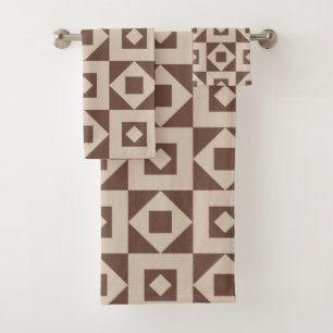 Minimalist Quilt Warm Earthy Bath Towel Set