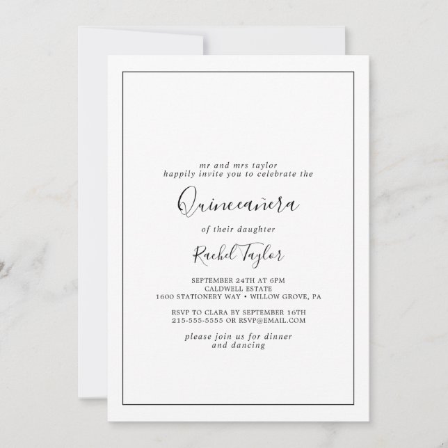 Minimalist Quinceañera Invitation (Front)