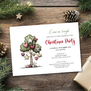 Minimalist quirky tree Christmas party invitation