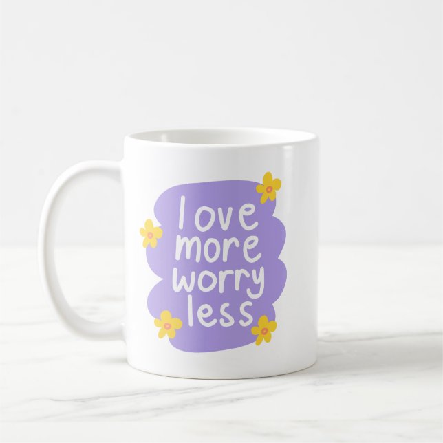 Minimalist Quote Playful White Letter Bold Purple Coffee Mug (Left)