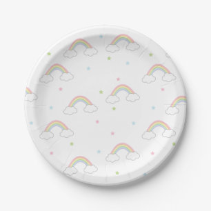 Minimalist Rainbow Birthday Paper Plate