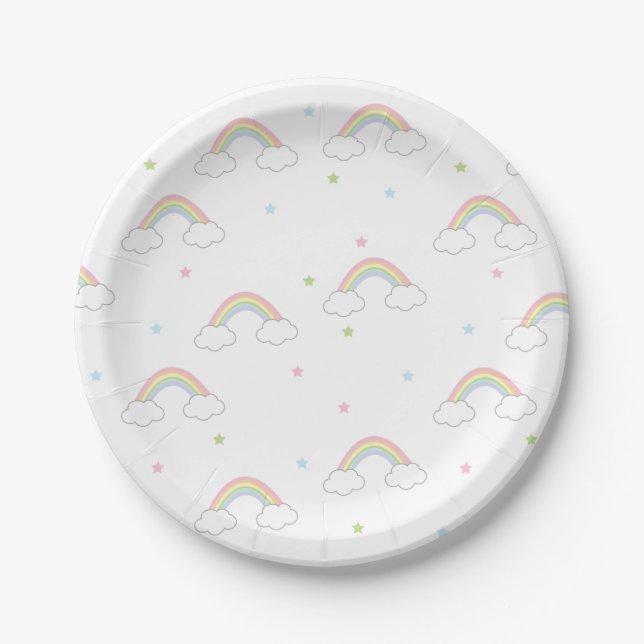 Minimalist Rainbow Birthday Paper Plate (Front)