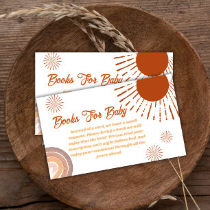 Minimalist Rainbow Boho Books For Baby Shower Enclosure Card