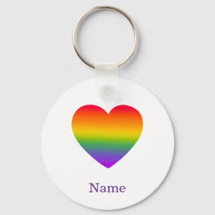 Minimalist Rainbow Line Heart - Cute Colourful Art Key Ring