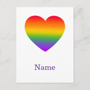 Minimalist Rainbow Line Heart - Cute Colourful Art Postcard