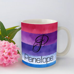 Minimalist rainbow monogram coffee mug