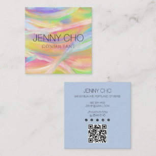 Minimalist Rainbow Painting QR Code Social Icons Square Business Card