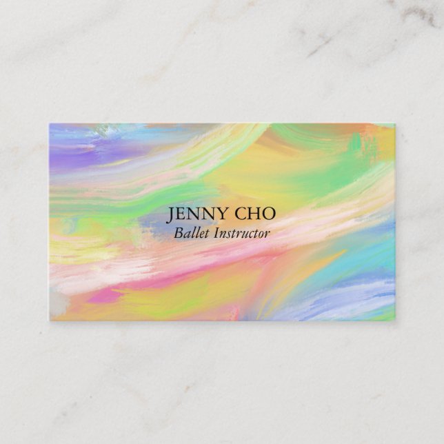 Minimalist rainbow painting textured business card (Front)