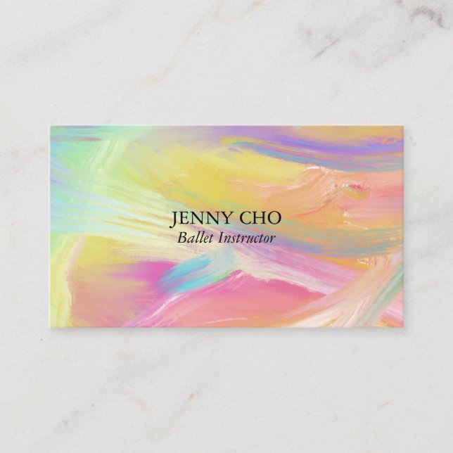 Minimalist rainbow painting textured business card (Front)