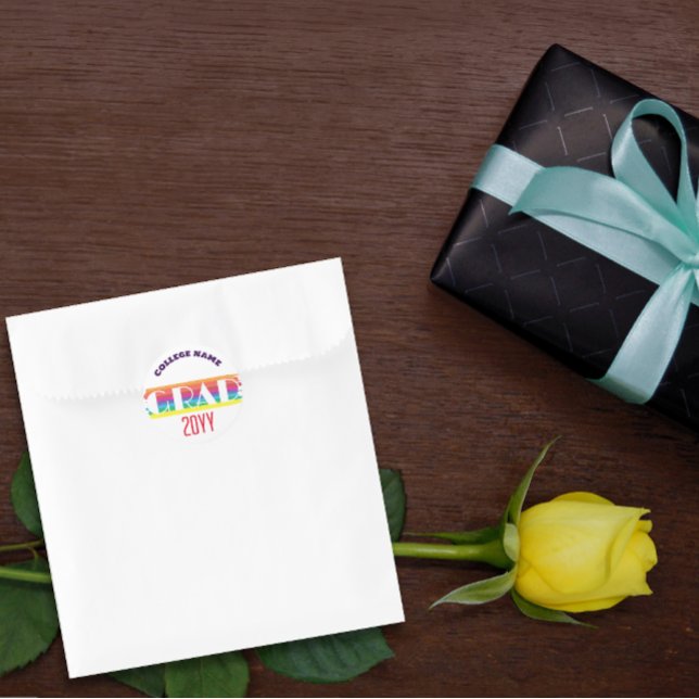 Minimalist rainbow stripe graduation classic round sticker (Creator Uploaded)