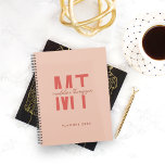 Minimalist Raspberry Blush Monogram Script Planner<br><div class="desc">Design feature condesed narrowed font typography two initial monogram with simple minimalist handwritten script.</div>