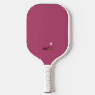 Minimalist Raspberry Pink White Modern Monogram Pickleball Paddle