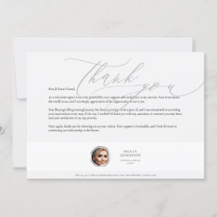Minimalist Real Estate Agent Grateful Appreciation Thank You Card