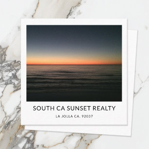 Minimalist Real Estate Agent Sunset Photo Template Square Business Card