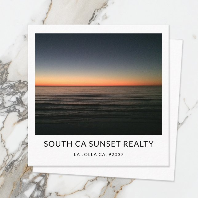 Minimalist Real Estate Agent Sunset Photo Template Square Business Card (Creator Uploaded)