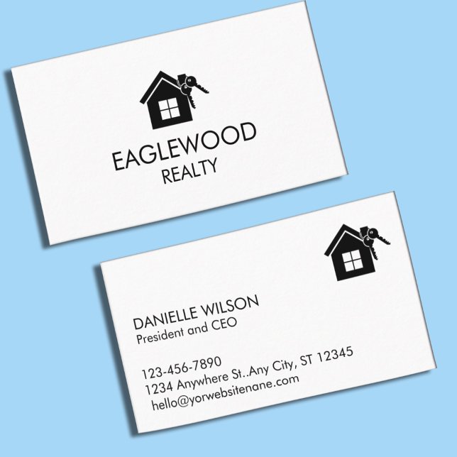 Minimalist Real Estate Black White Business Card (Minimalist Real Estate Black White Business Card)