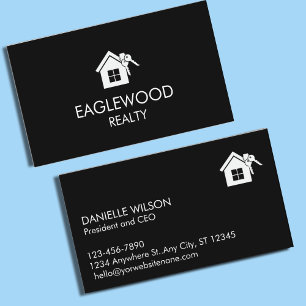 Minimalist Real Estate Black White Business Card