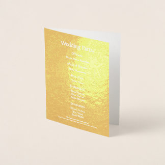 Minimalist Real Gold Foil Elegant Wedding Program