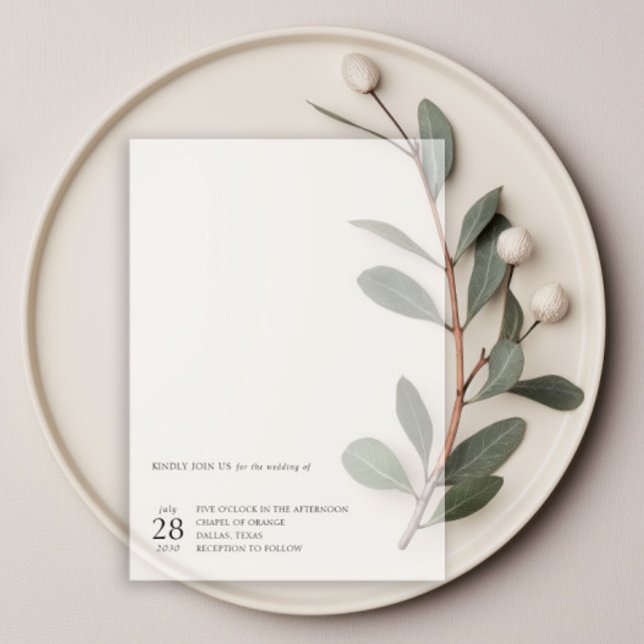 Minimalist Real Vellum Overlay Black Wedding Vellum Invitations (Creator Uploaded)