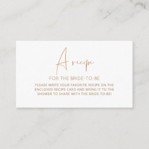 Minimalist recipe for the bride to be enclosure ca card