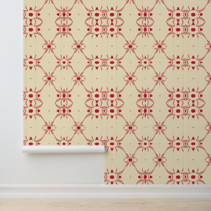 Minimalist Red and Beige Geometric Pattern Wallpaper