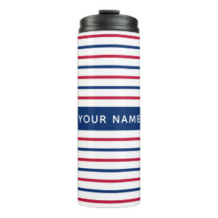 Minimalist Red and Blue Stripes Modern Pattern Thermal Tumbler