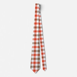 Minimalist Red and Brown Small Check Geometric Gri Tie