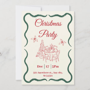 Minimalist Red and Green Christmas Party Invitation