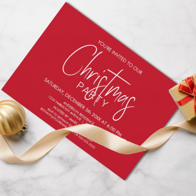 Minimalist Red and White Christmas Party Invitation (Creator Uploaded)