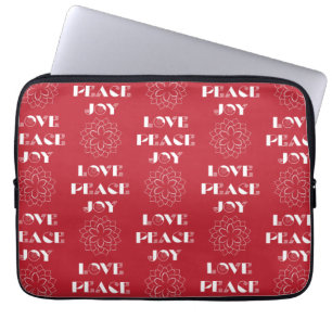 Minimalist Red and White Love, Peace, Joy Laptop Sleeve