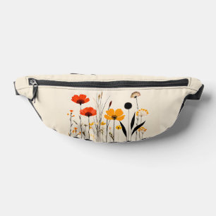 Minimalist Red and Yellow Wildflowers Bum Bags