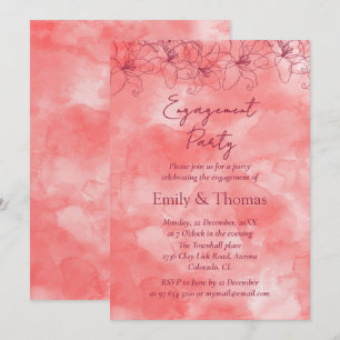minimalist red backdrop wedding engagement invitation
