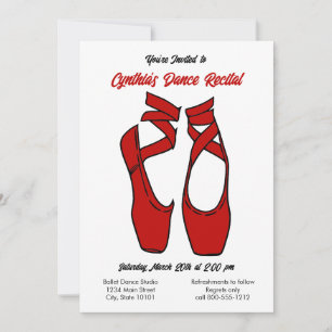 Minimalist Red Ballet Dance Recital Invitation