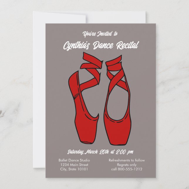 Minimalist Red Ballet Dance Recital Invitation (Front)