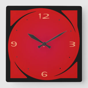 Minimalist Red Black Design>Kitchen Clock