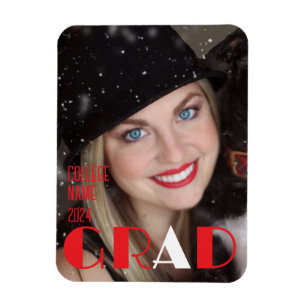 Minimalist red black white graduation magnet