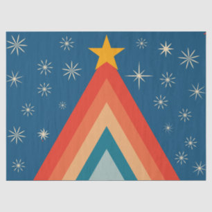 Minimalist Red & Blue Retro Groovy Christmas Tree  Tissue Paper