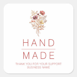 Minimalist Red Botanical Thank You Support TMF26 Square Sticker