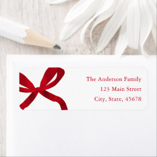 Minimalist Red Bow Christmas Return Address
