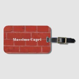 Minimalist Red Bricks Elegant Own Name Bold Text Luggage Tag