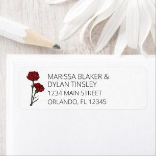 Minimalist Red Carnations Wedding Address