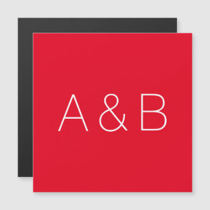 Minimalist red custom couple initials magnet card