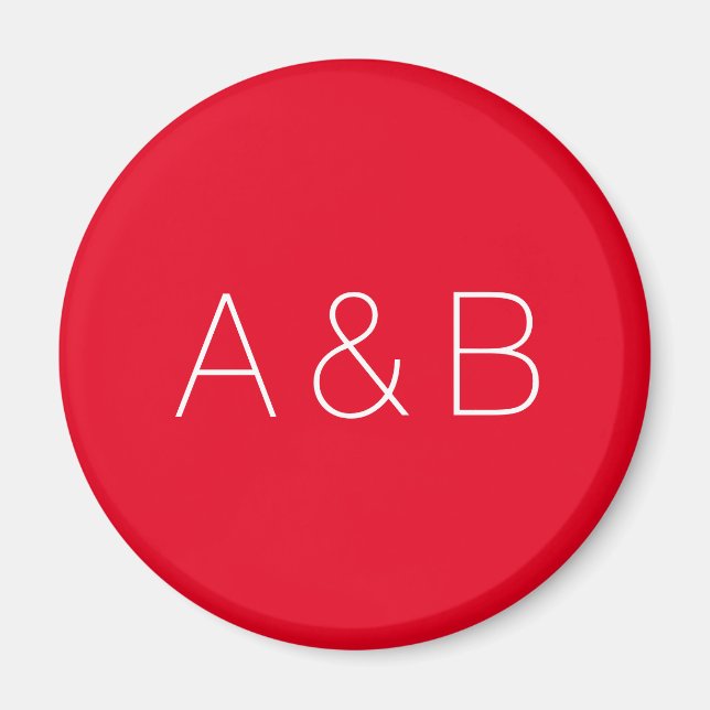 Minimalist red custom couple initials monogram magnet (Front)