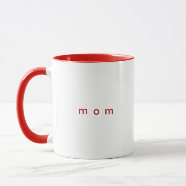 Minimalist Red Custom Text Mum White Mug (Left)