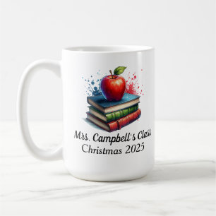 Minimalist Red Educator/Teacher Books Personalise Coffee Mug