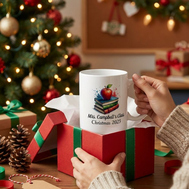 Minimalist Red Educator/Teacher Books Personalise Coffee Mug (Creator Uploaded)
